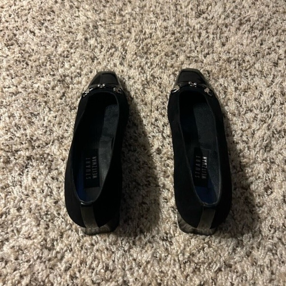 Stuart Weitzman Black Heels with Silver Accents - Picture 4 of 10